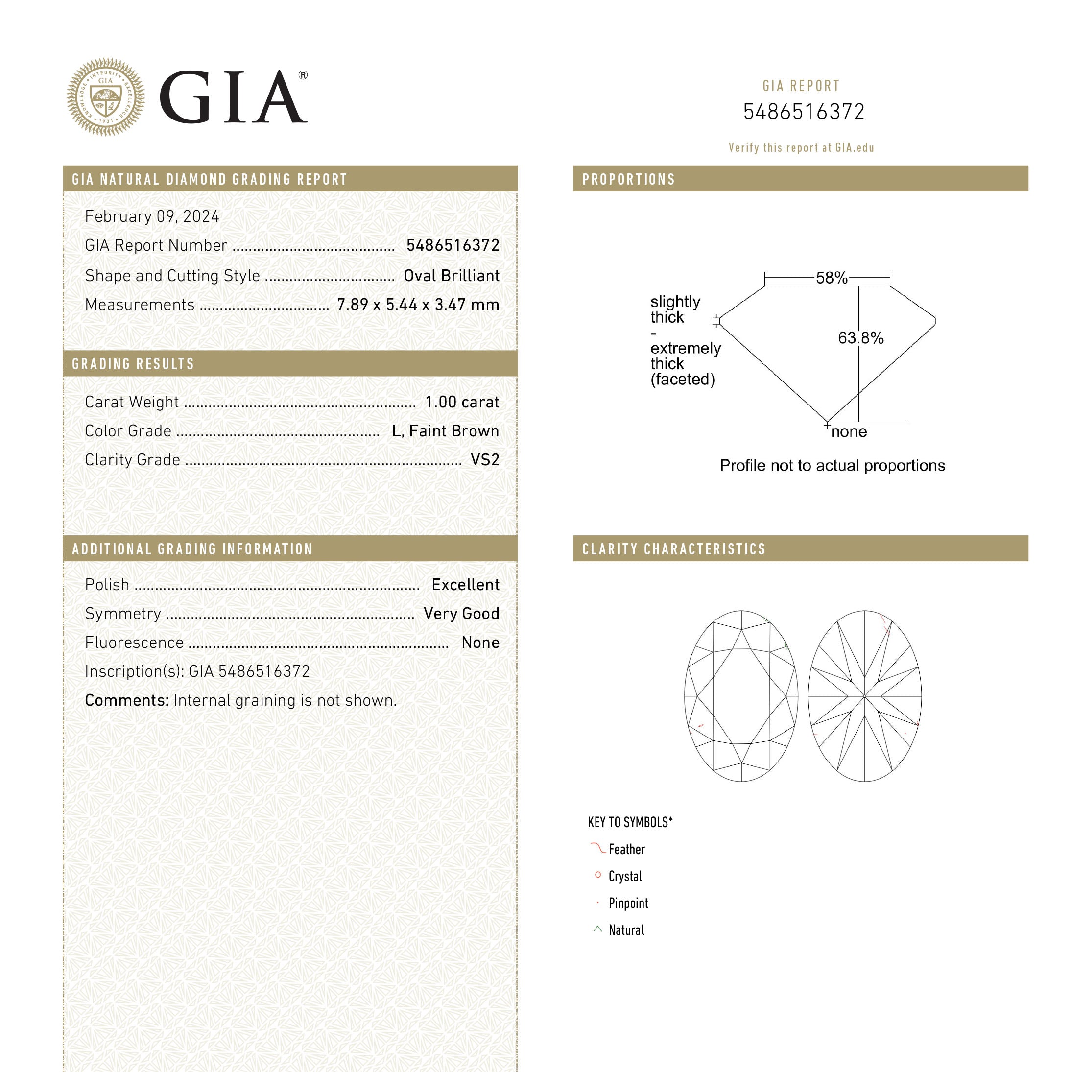 1.00ct 7.89x5.44x3.47mm GIA VS2 L Oval Brilliant 24670-01