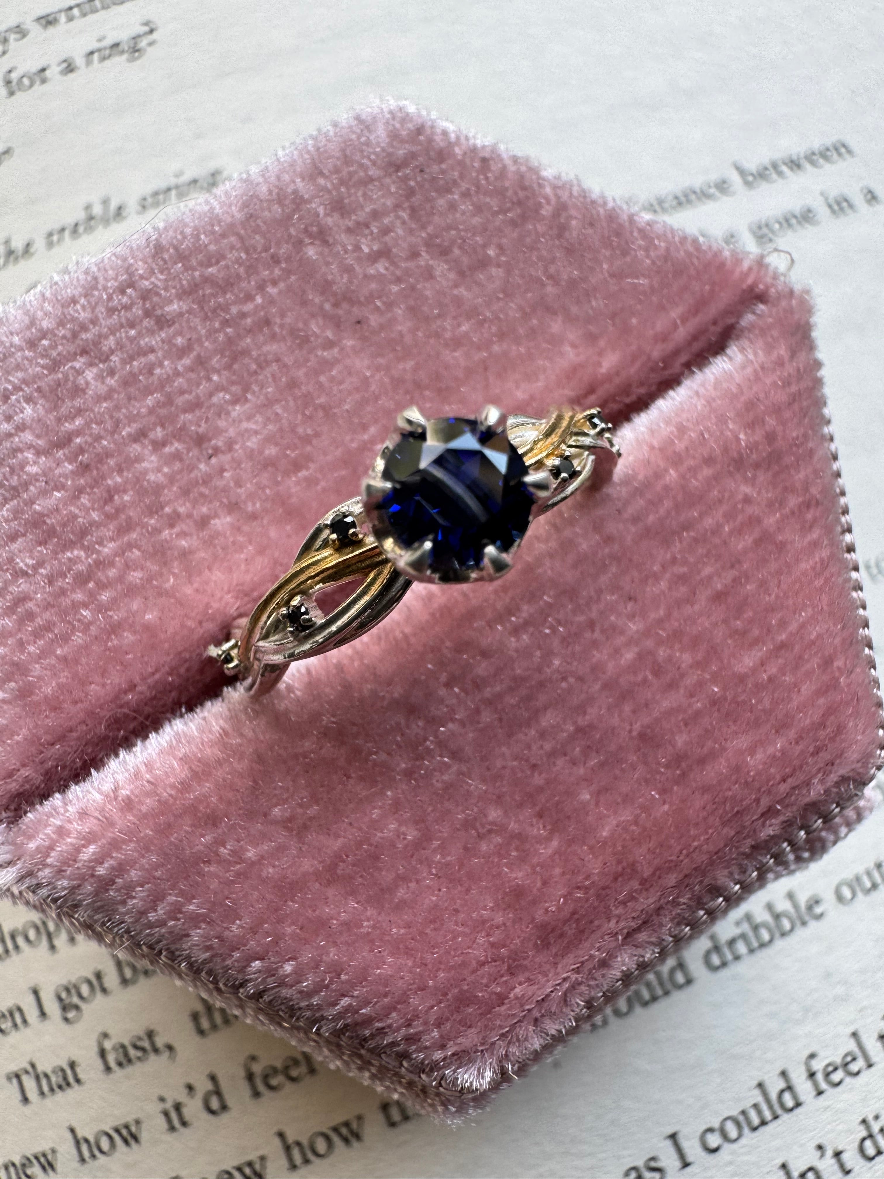 RTS Sapphire Silver + Gold Black Diamond Bridal Weaver