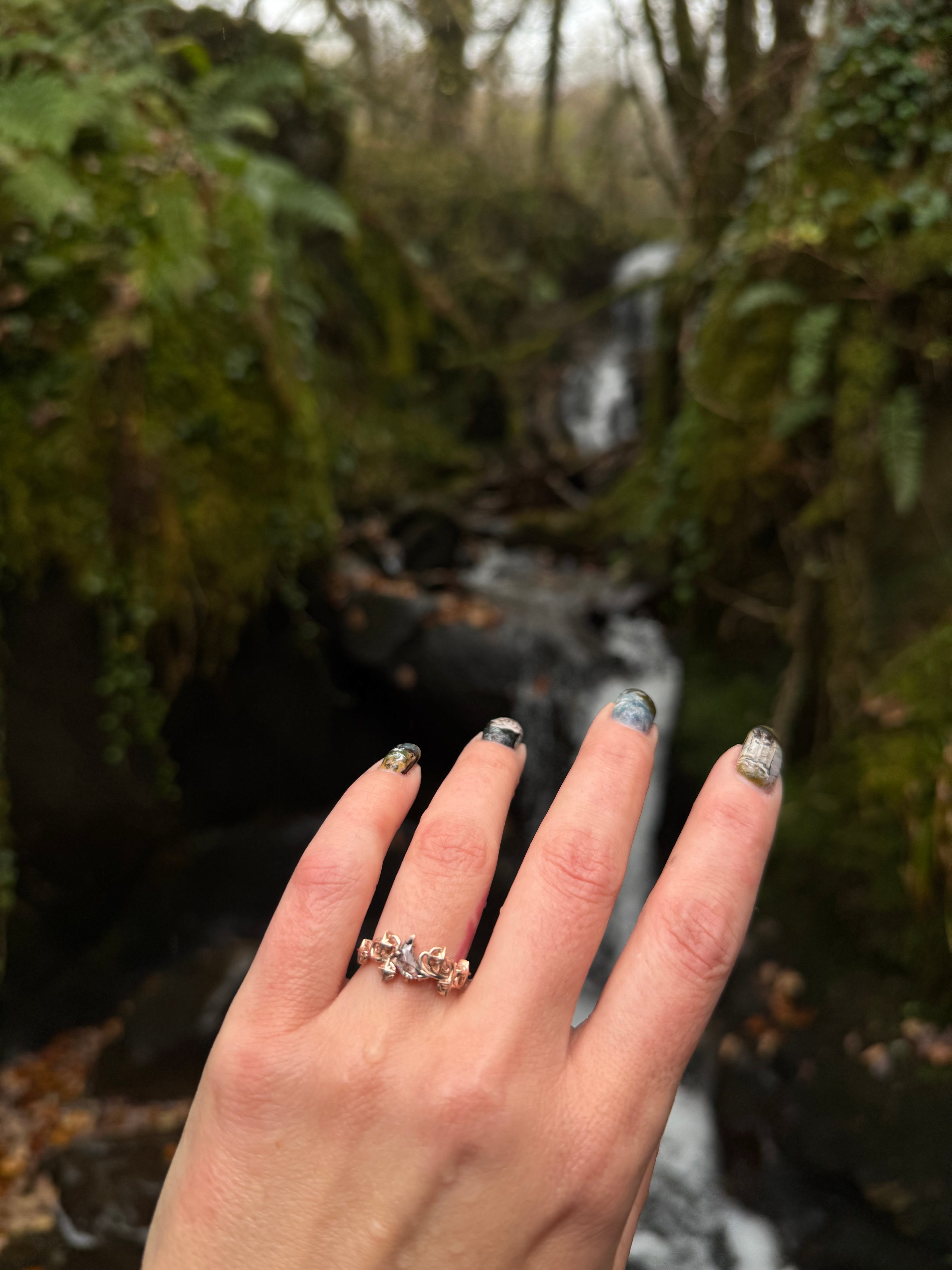 14k Rose Gold Diamond Moon